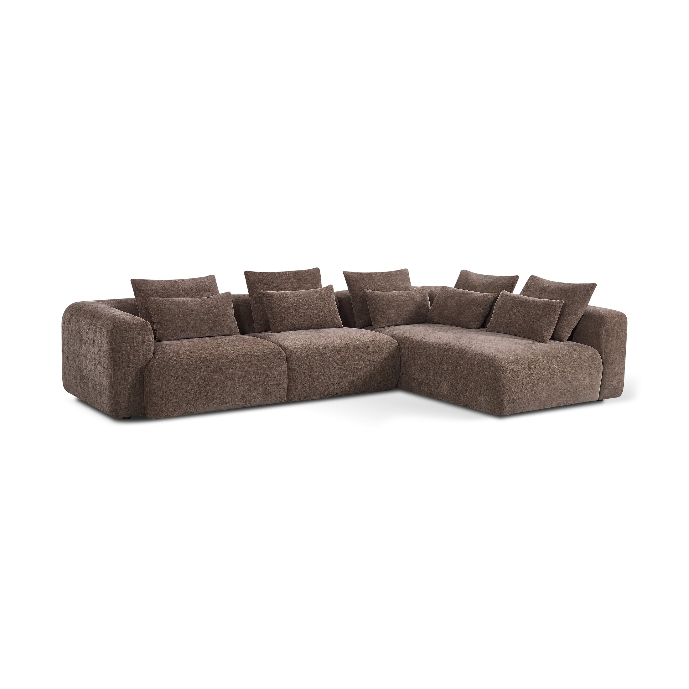 Livio Modern Sectional Sofa with Right Chaise - Chocolate Brown