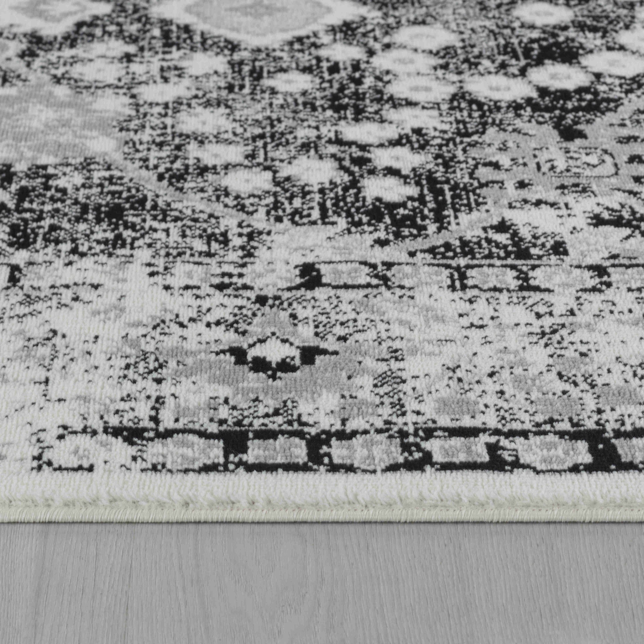 Hamilton Black Floral Medallion Area Rug