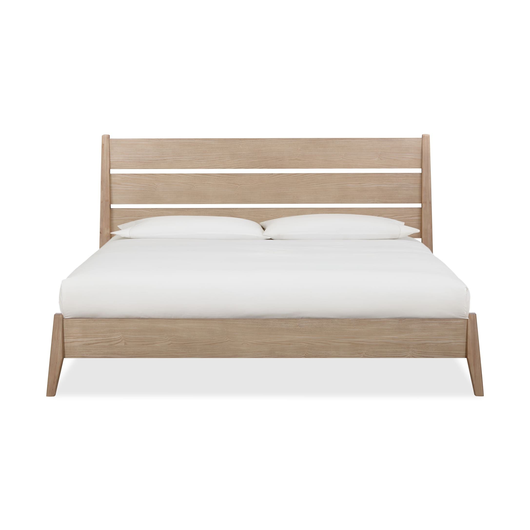 Sumire Slatted Ash Wood Platform Queen Bed in Ginger