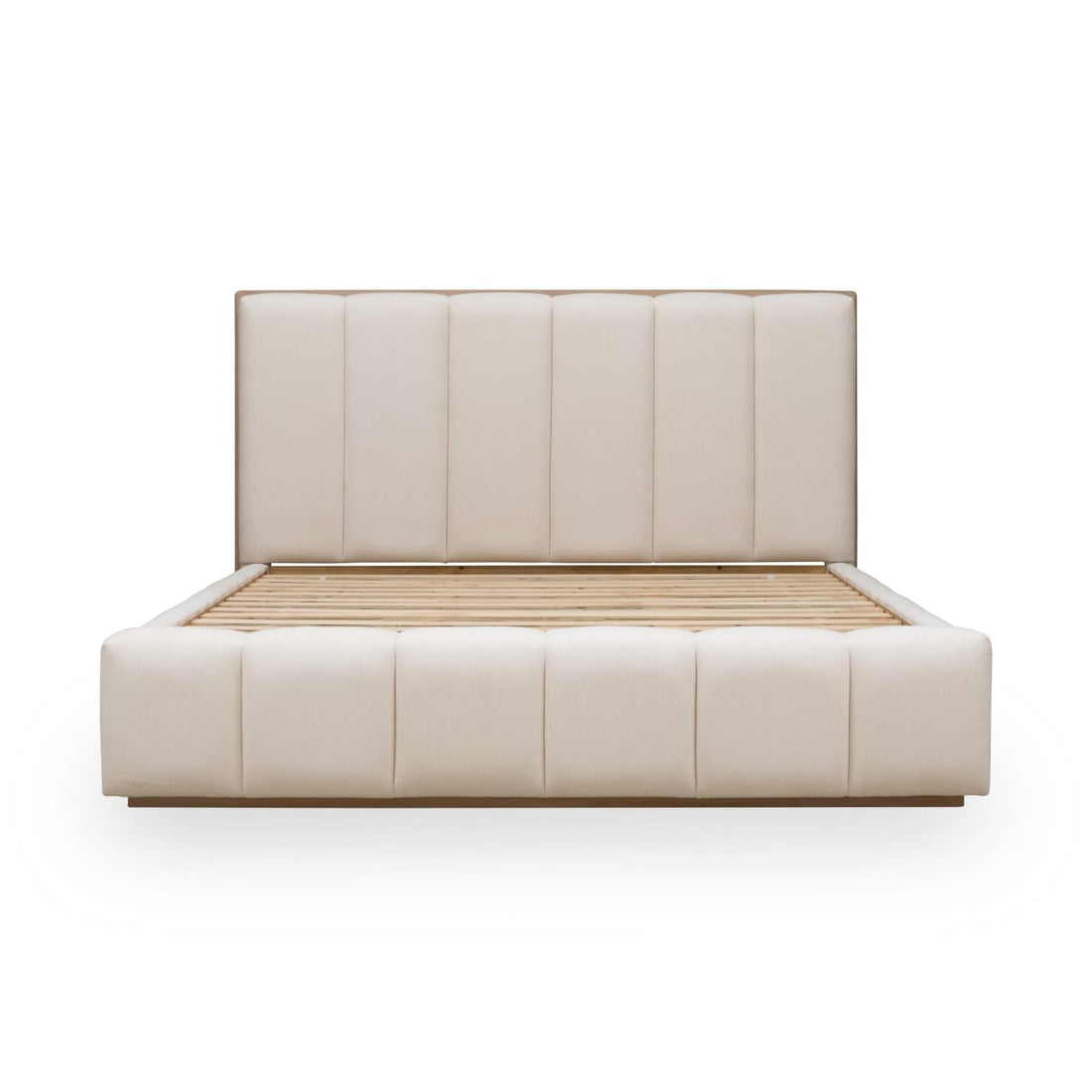 Gardenia Wood Frame Upholstered Platform Bed in Cotton and Chai