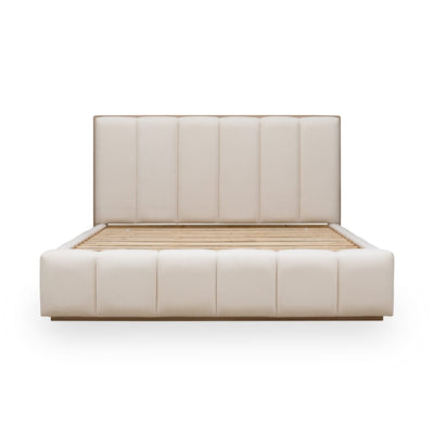 Gardenia Wood Frame Upholstered Platform Bed in Cotton and Chai - Tsawwassen Mills