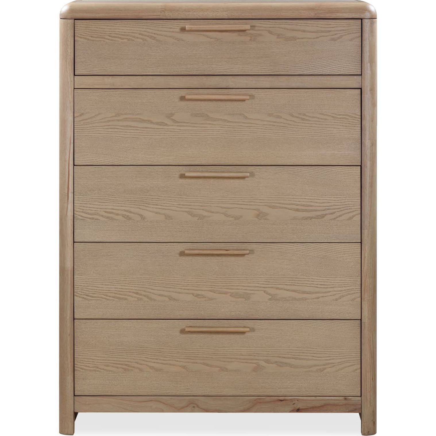 Furano Five Drawer Ash Wood Chest in Ginger