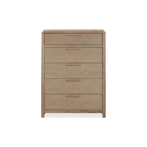 Furano Five Drawer Ash Wood Chest in Ginger