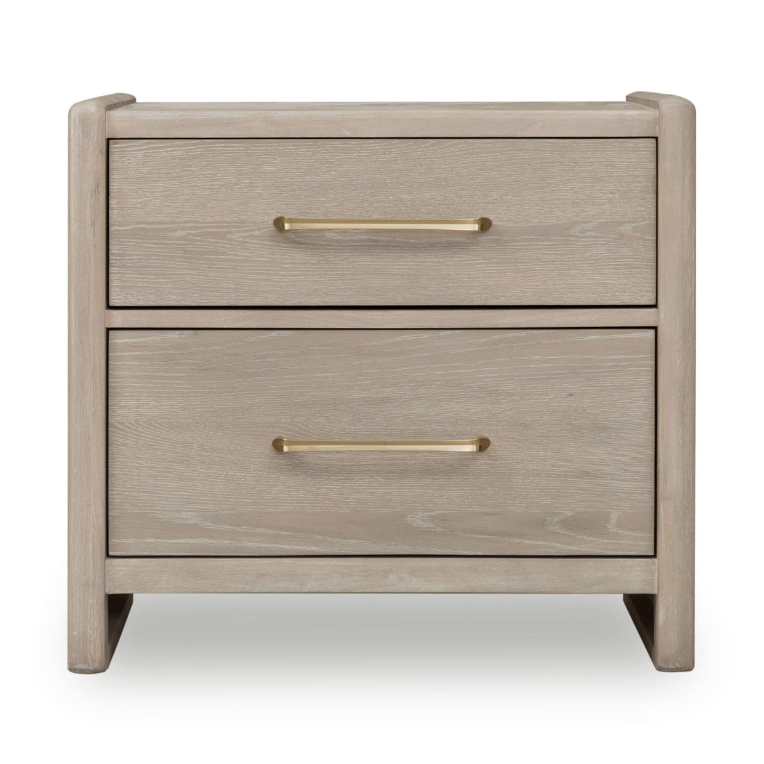 Gardenia 2 Drawer Oak Wood Nightstand in Chai