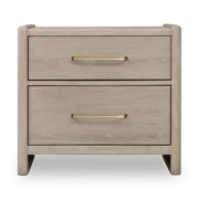 Gardenia 2 Drawer Oak Wood Nightstand in Chai