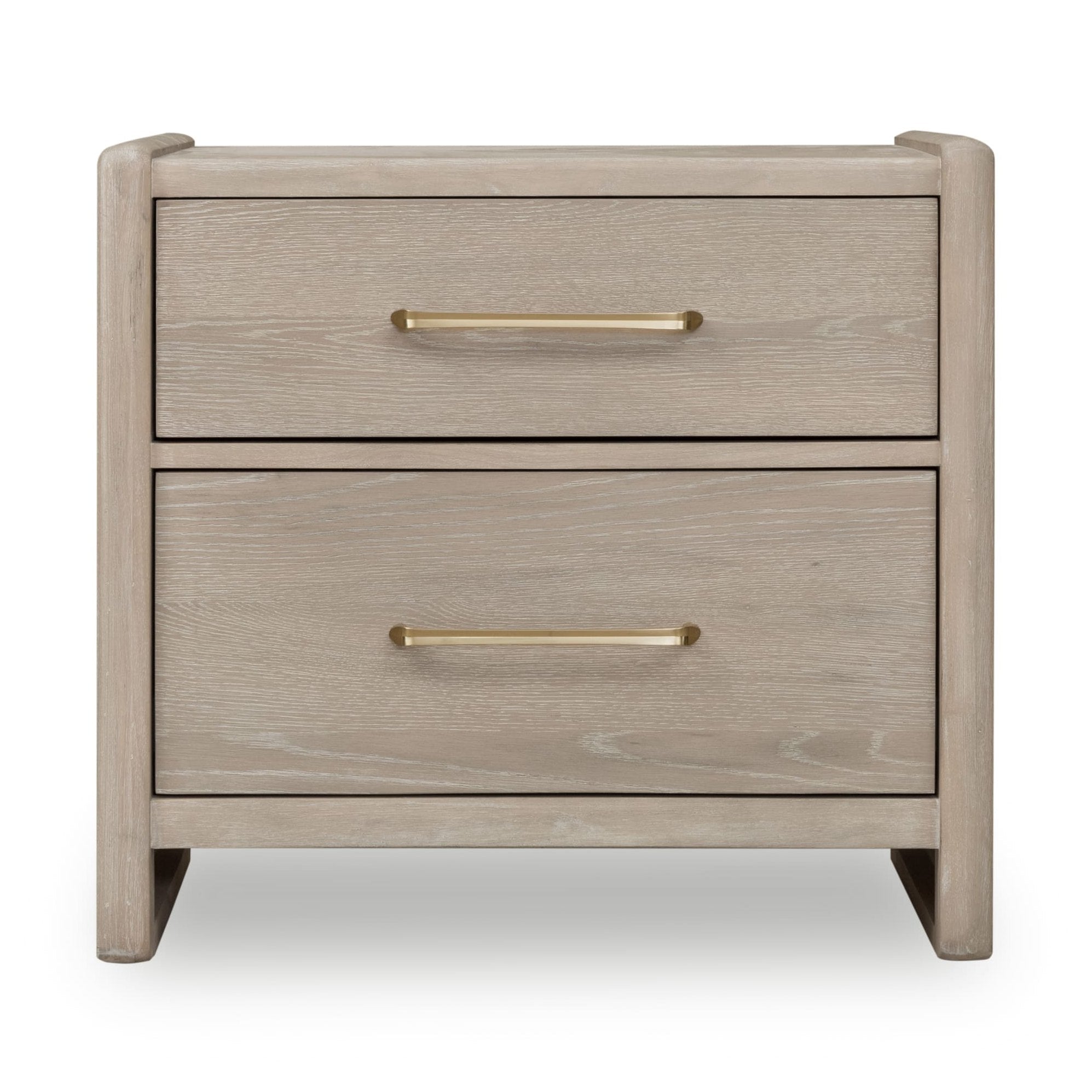 Gardenia 2 Drawer Oak Wood Nightstand in Chai