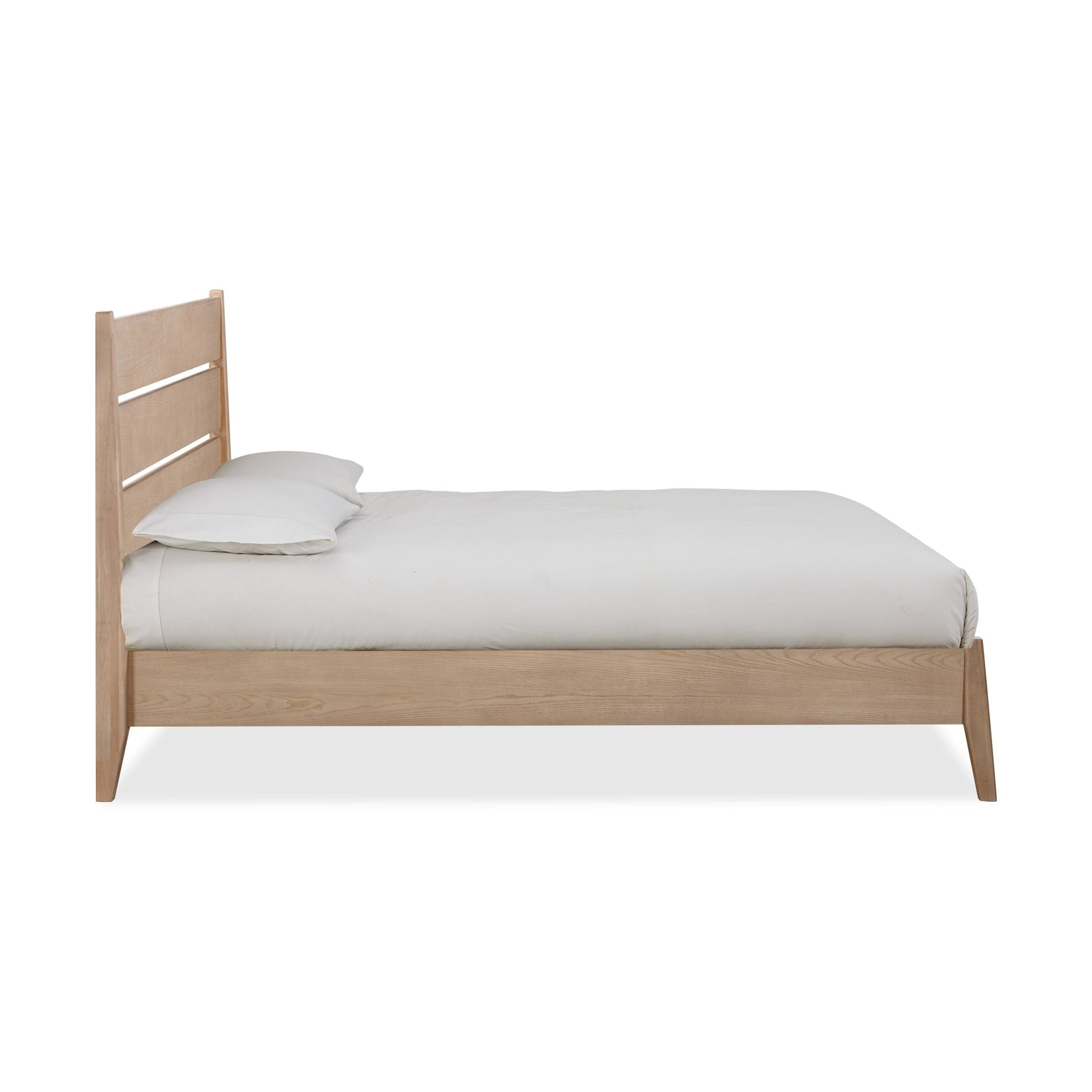 Sumire Slatted Ash Wood Platform Queen Bed in Ginger