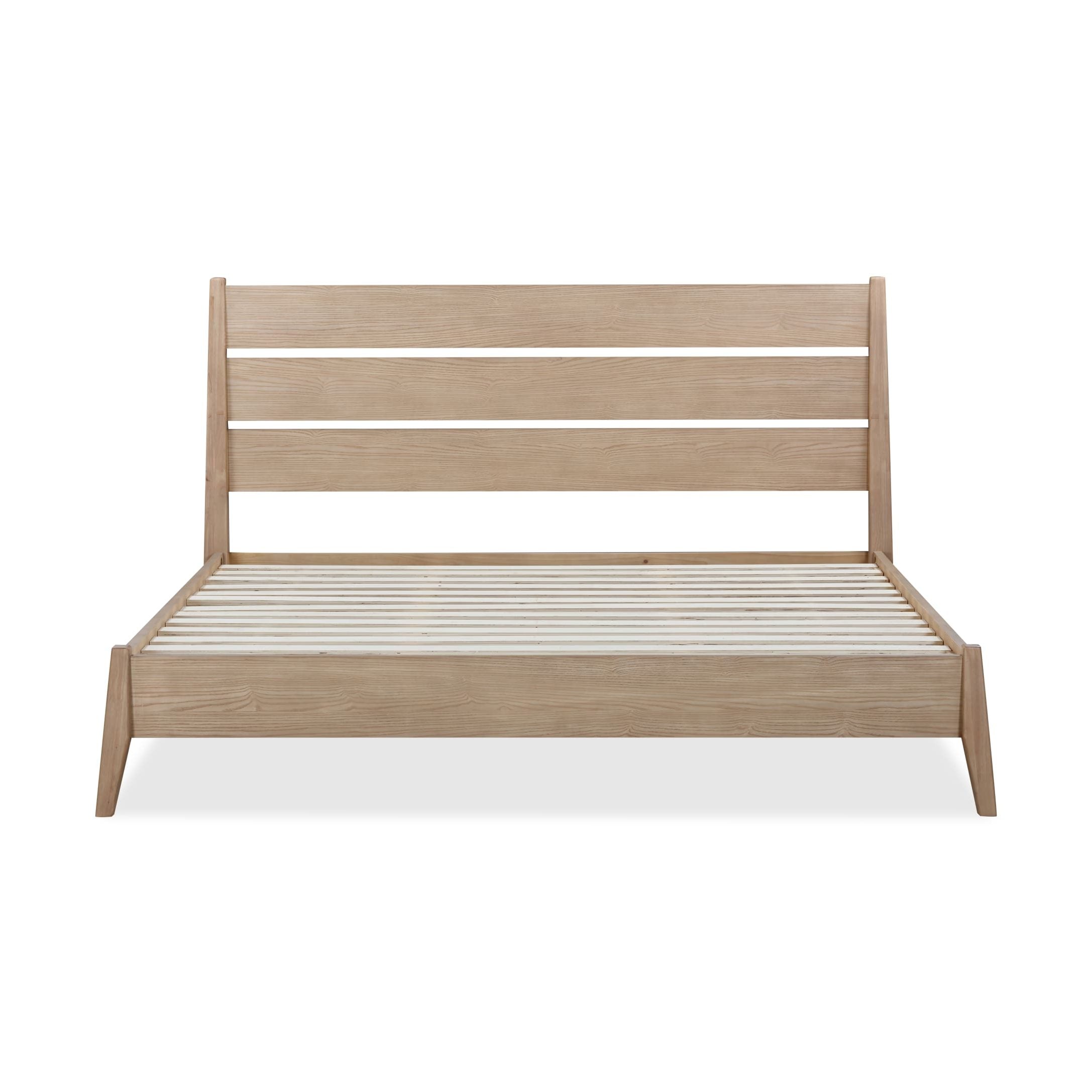 Sumire Slatted Ash Wood Platform Queen Bed in Ginger