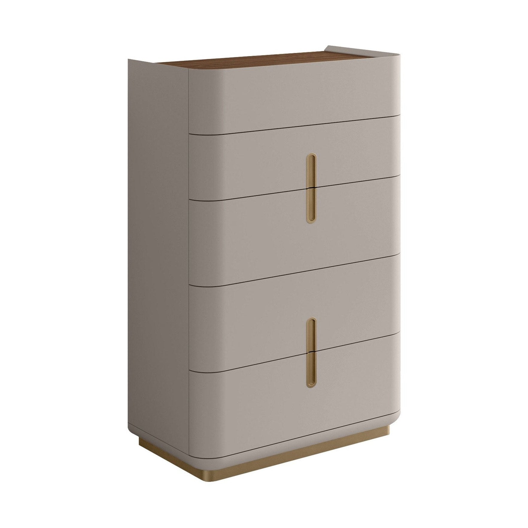 Elvona Modern Chest – Flannel Grey & Walnut