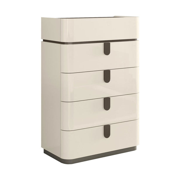 Elara Modern Chest – Beige High Gloss