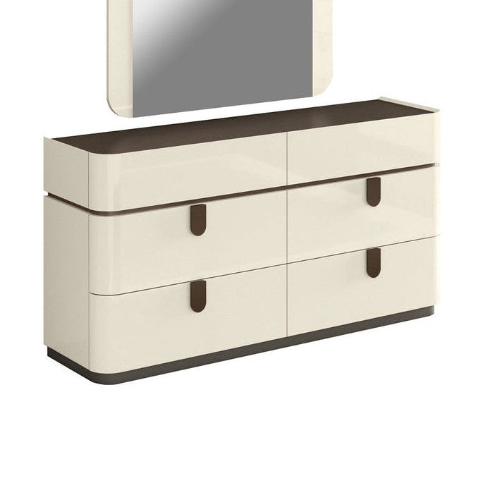 Elara Modern Bedroom Mirror – Beige High Gloss