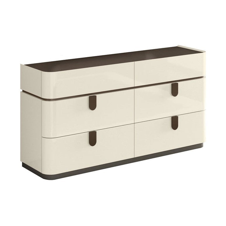 Elara Modern Dresser – Beige High Gloss