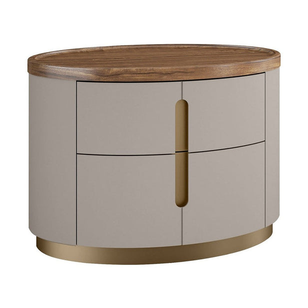 Elmira Modern Nightstand – Flannel Grey & Walnut