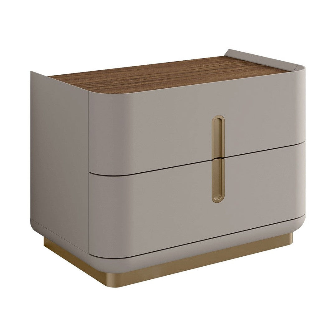 Elvona Modern Nightstand – Flannel Grey & Walnut
