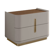 Elvona Modern Nightstand – Flannel Grey & Walnut