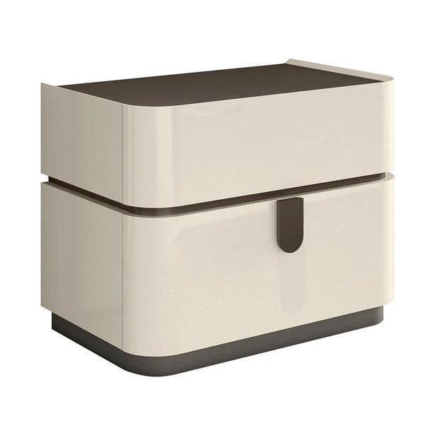 Elara Modern Nightstand – Beige High Gloss