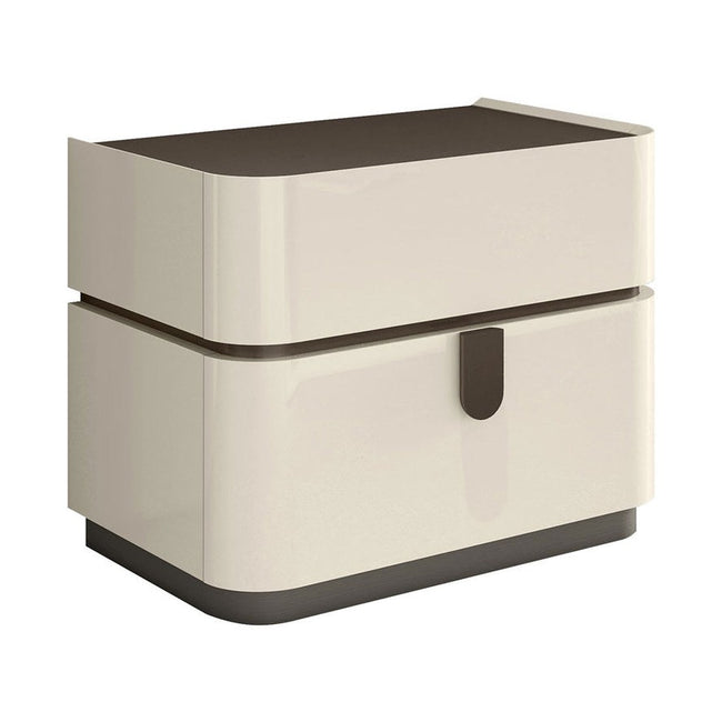 Elara Modern Nightstand – Beige High Gloss