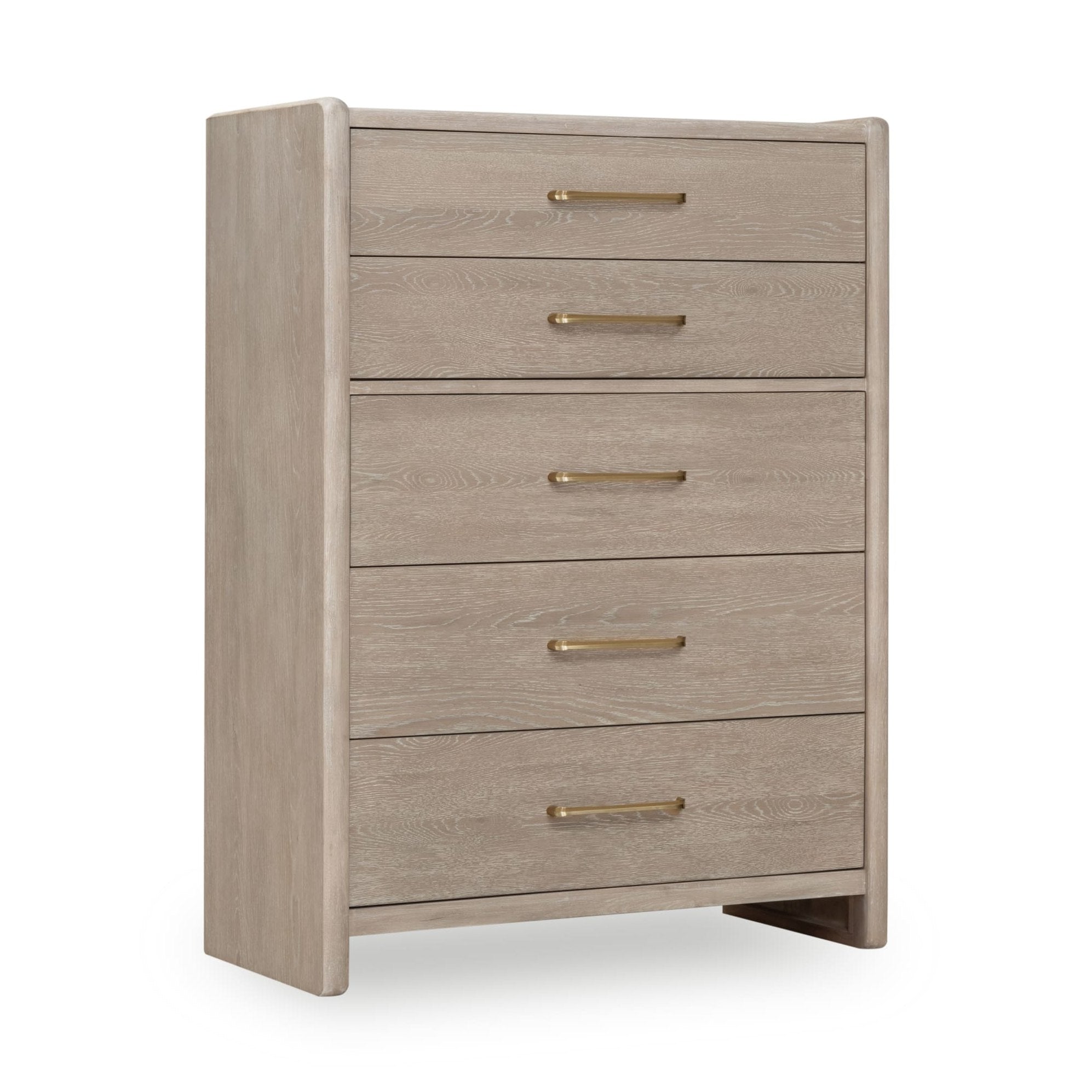Gardenia Five Drawer Oak Wood Chest in Chai