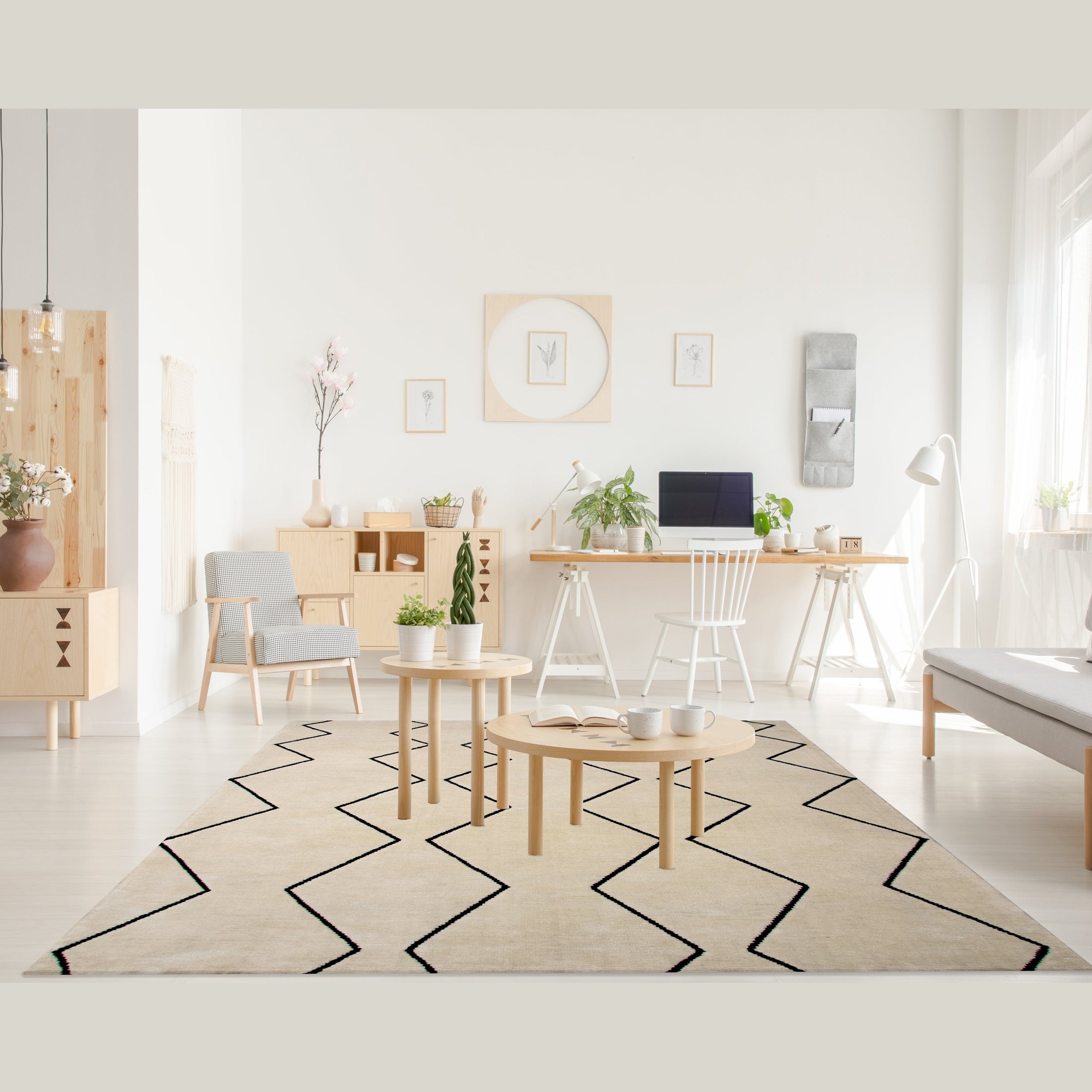 Ivory Leela Minimalist Brushstroke Area Rug