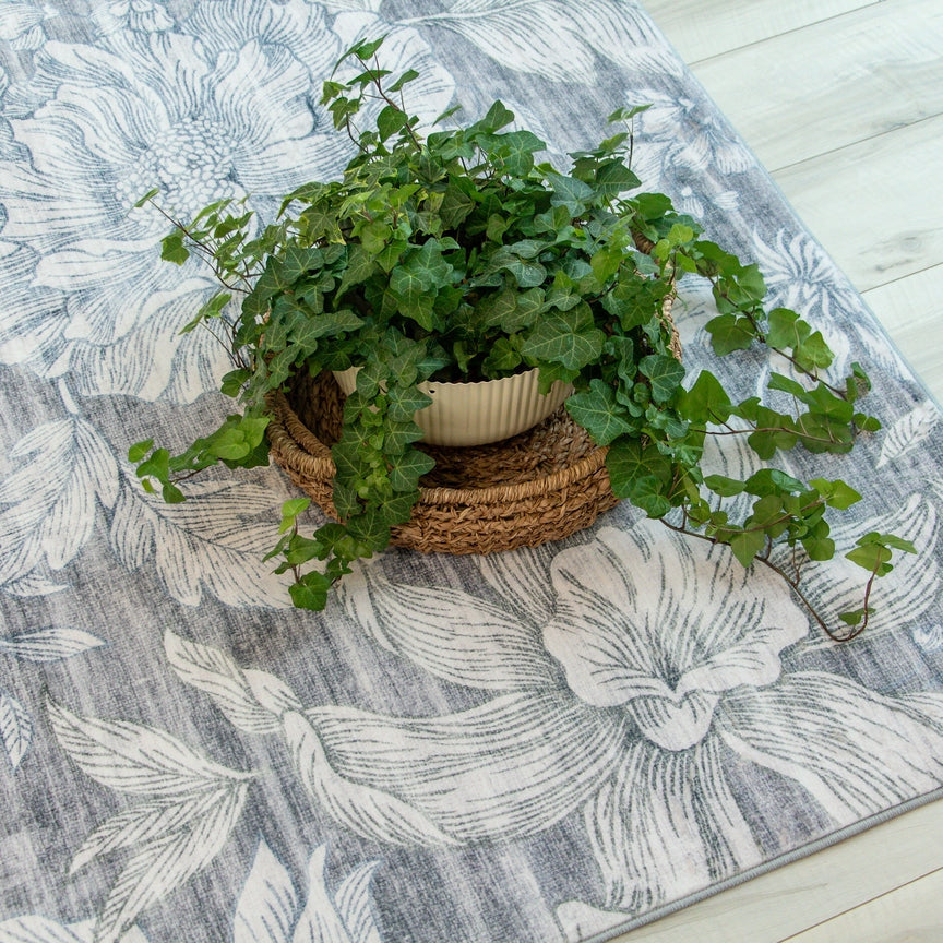 Lily Grey Faded Medallion Area Rug