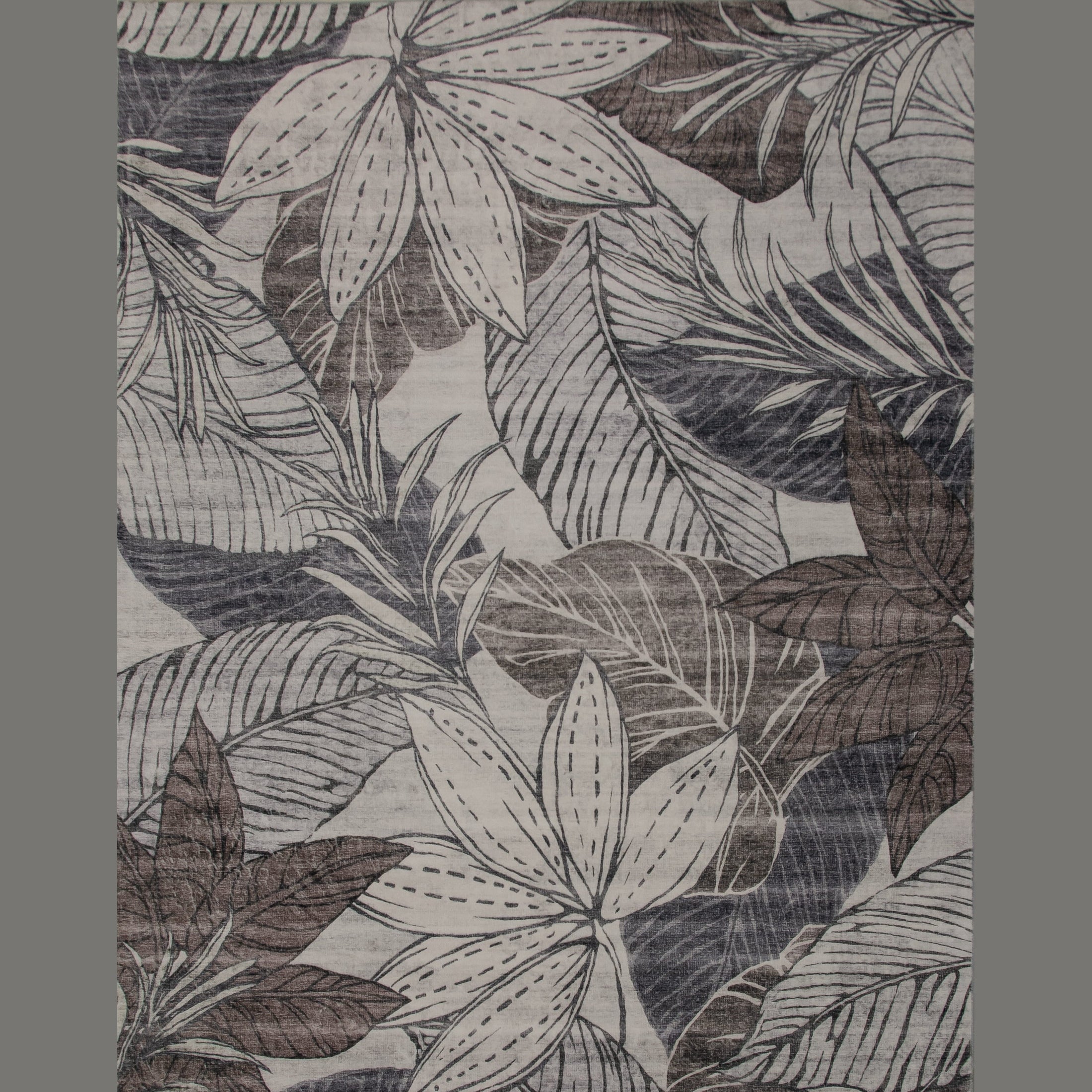 Lily Grey Traditional Distressed Floral Rug