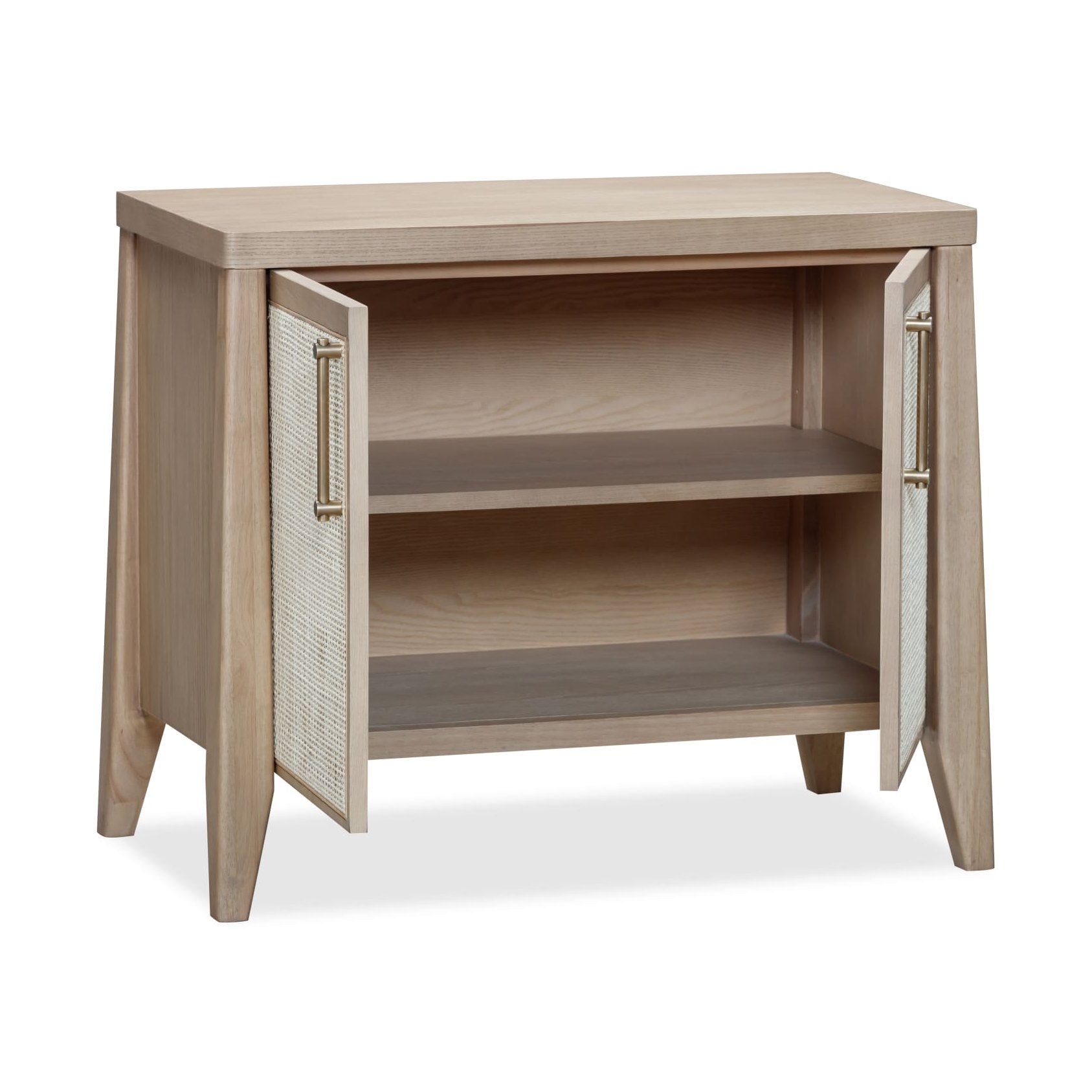 Sumire Two Door Ash Wood Bachelor Chest in Ginger and Natural Cane