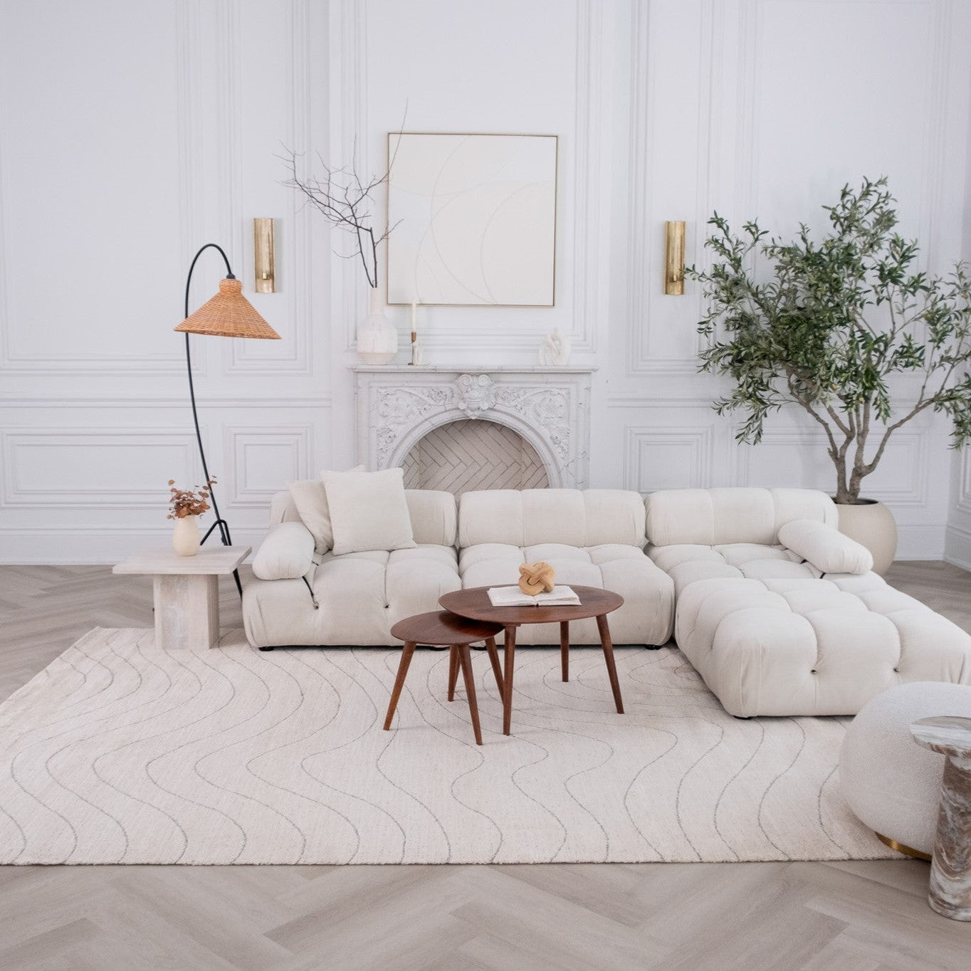 Milano Beige Wavy Line Rug – 5x8
