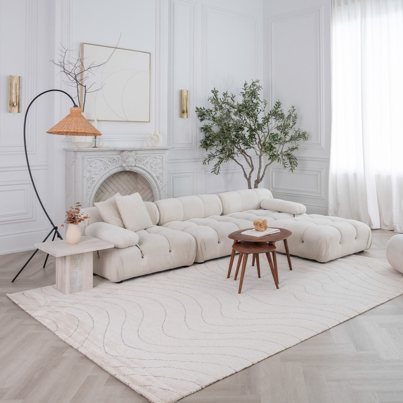 Milano Beige Contemporary Geometric Area Rug