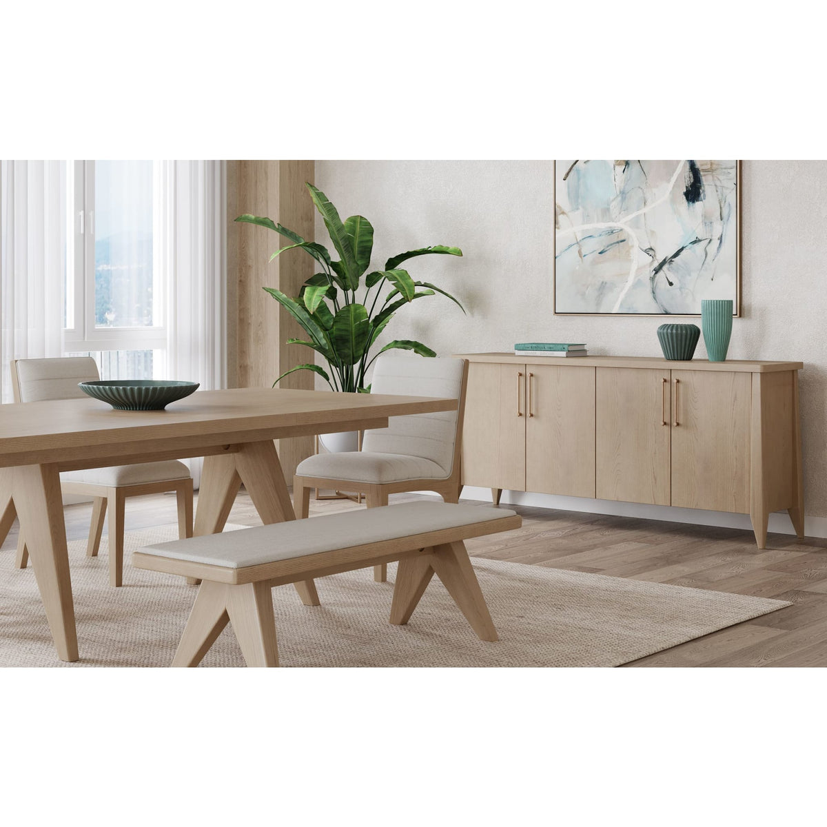 Sumire Four Door Ash Wood Sideboard in Ginger