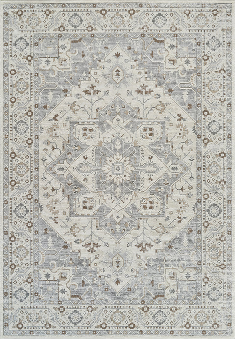 Nairobi Grey Distressed Medallion Area Rug – 7' x 10'
