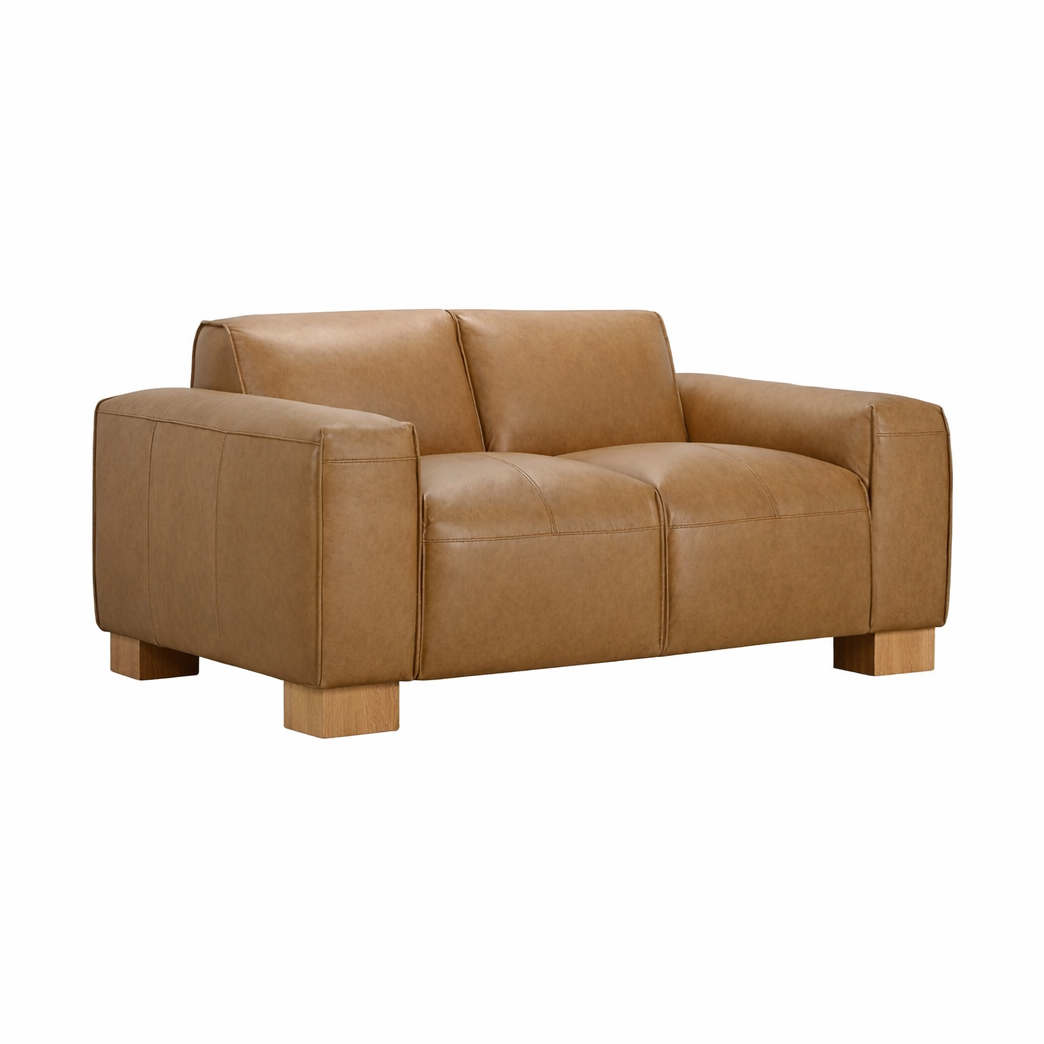 Nerio Top-Grain Leather Loveseat