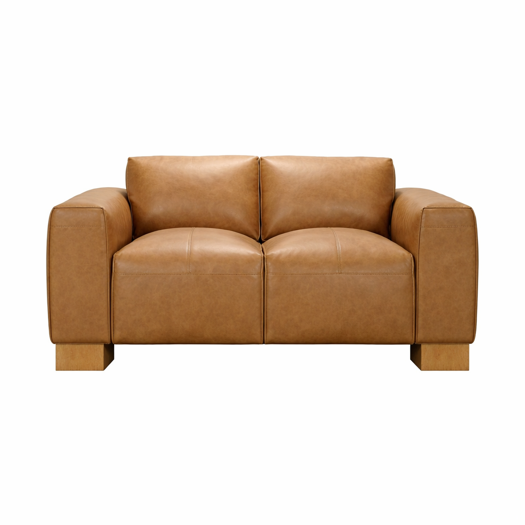Nerio Top-Grain Leather Loveseat