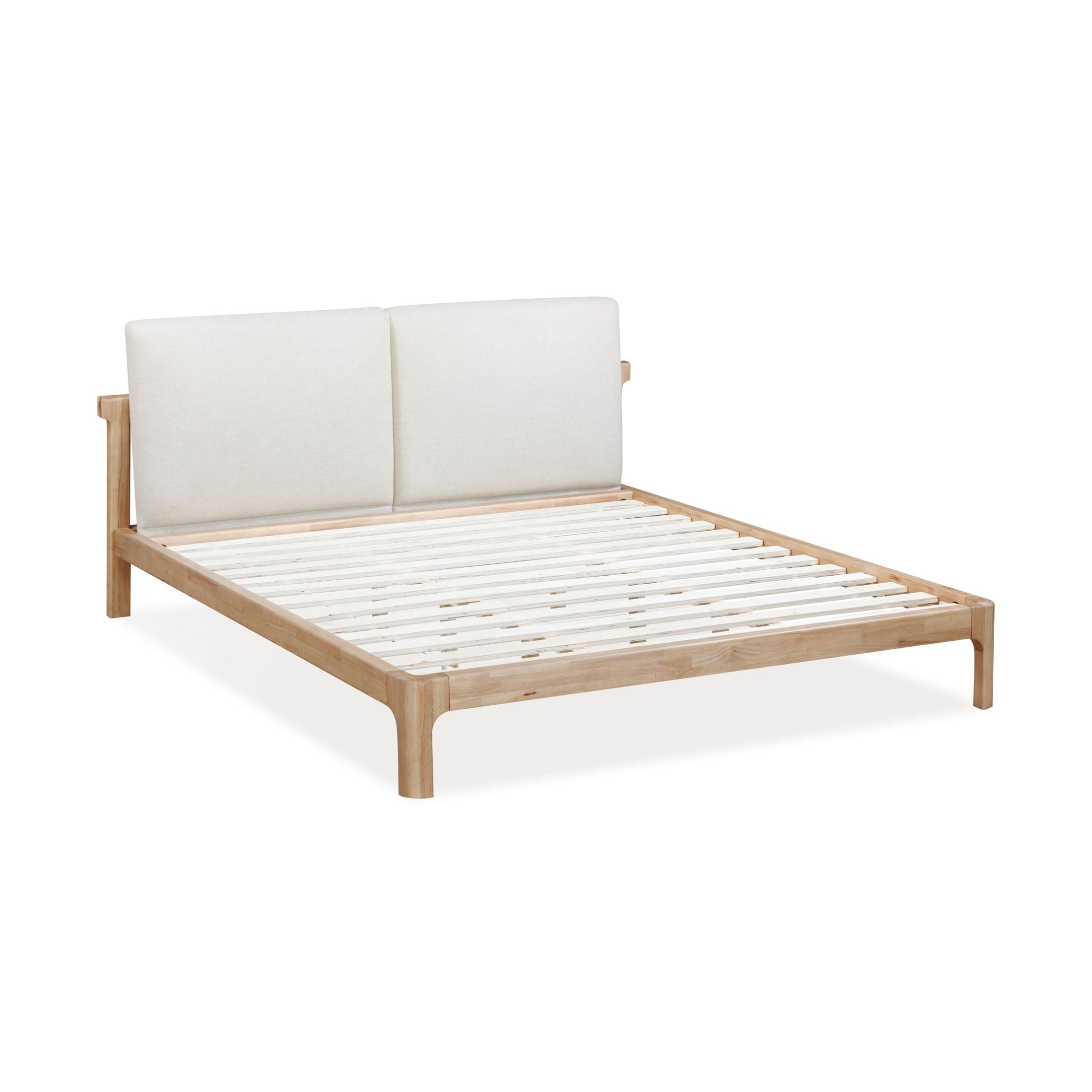 Furano Upholstered Two Cushion Platform Bed in Ginger and Natural Linen