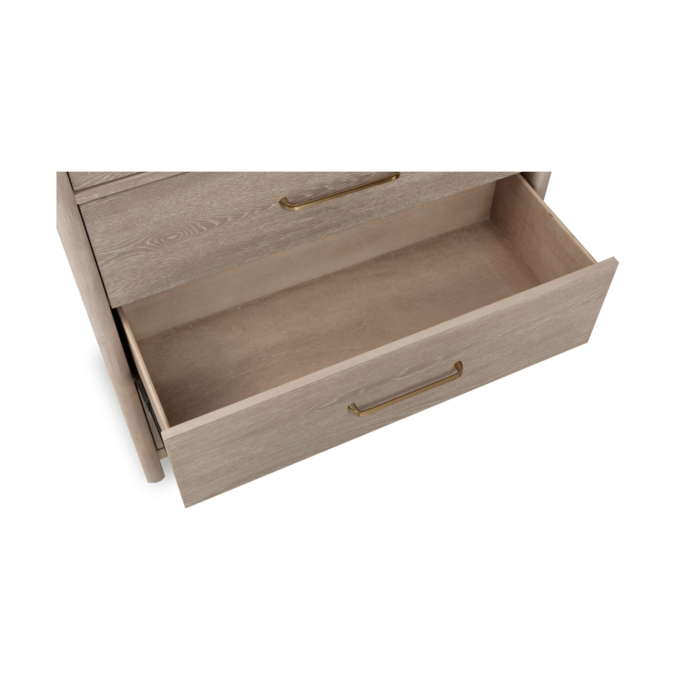 Gardenia Five Drawer Oak Wood Chest in Chai