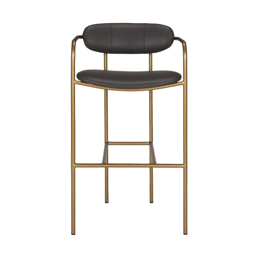 Parker Brown Faux Leather Seat Gold Metal Bar Stool