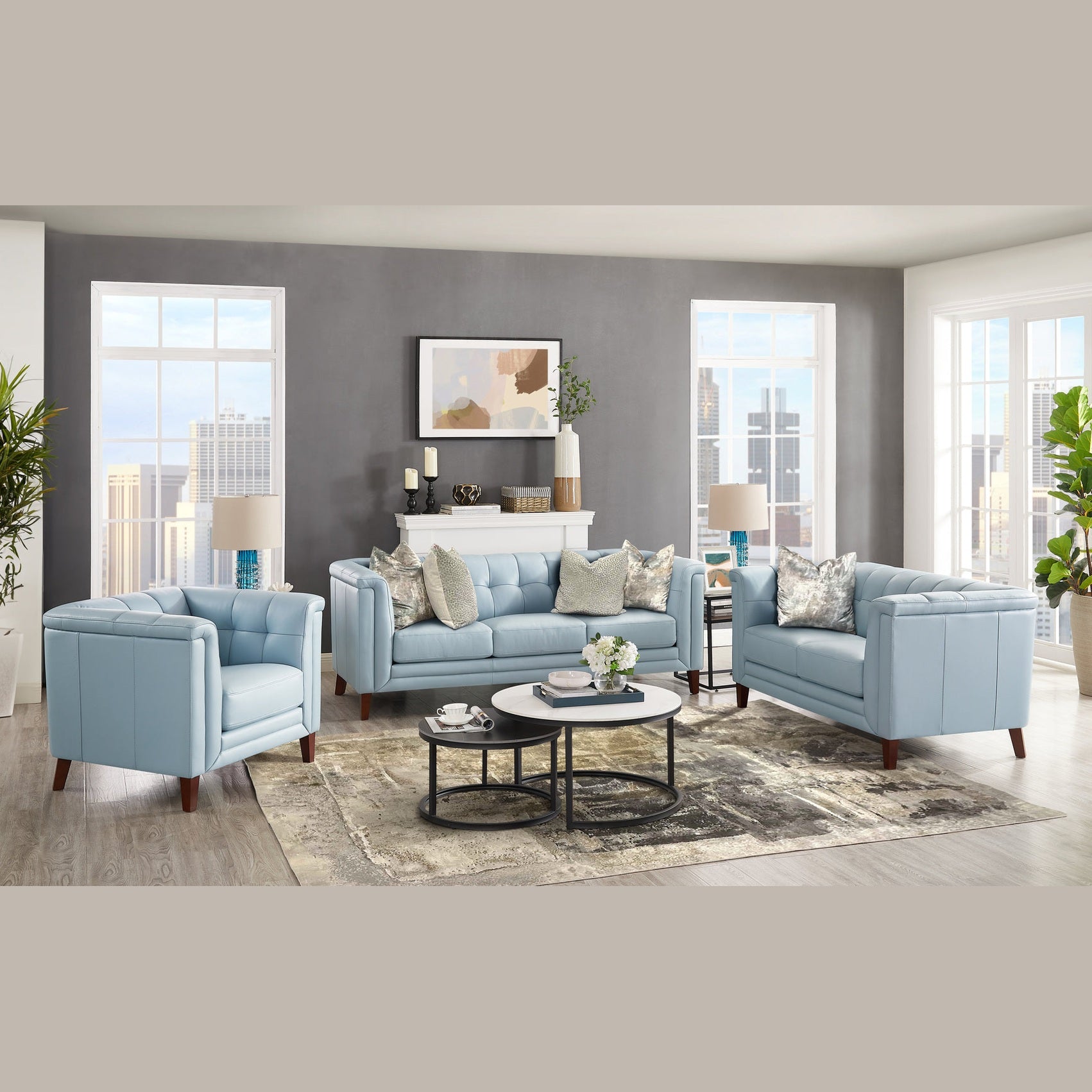 Arvon Genuine Leather Accent Chair