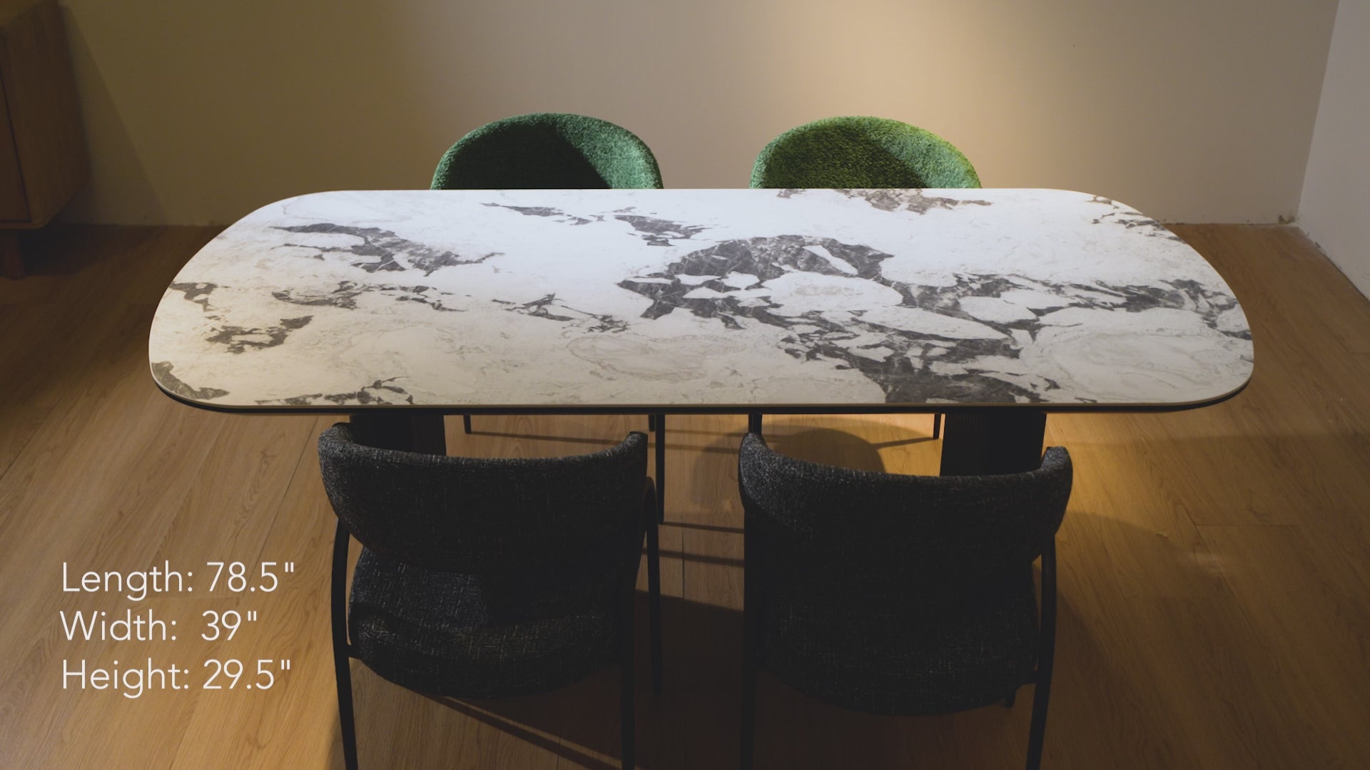 Load video: Henrik 79" White Ceramic &amp; Black Oak Dining Table