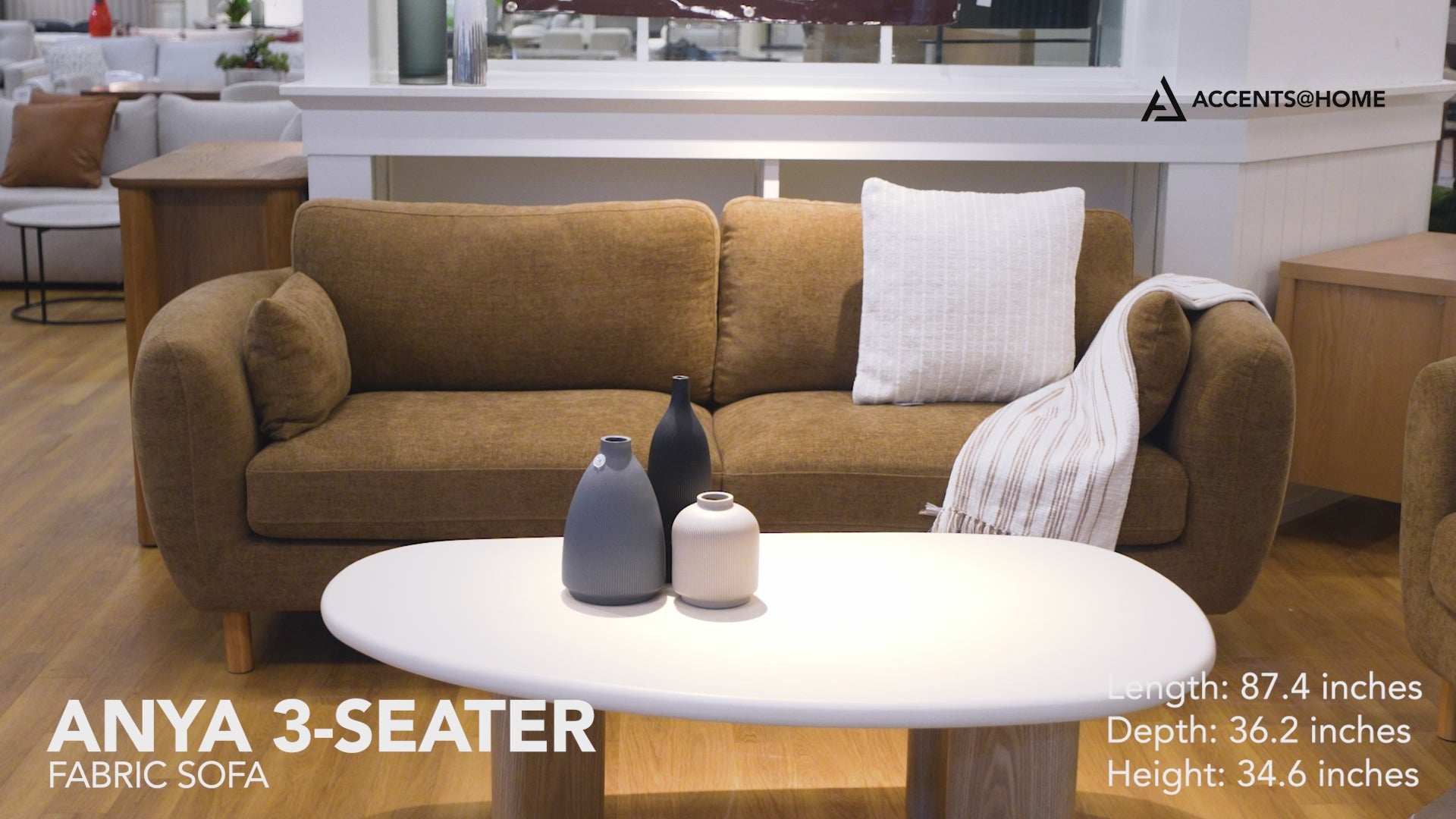 Load video: Anya 3-Seater Fabric Sofa