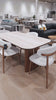 Atticus Dining Table with Travertine Ceramic Top