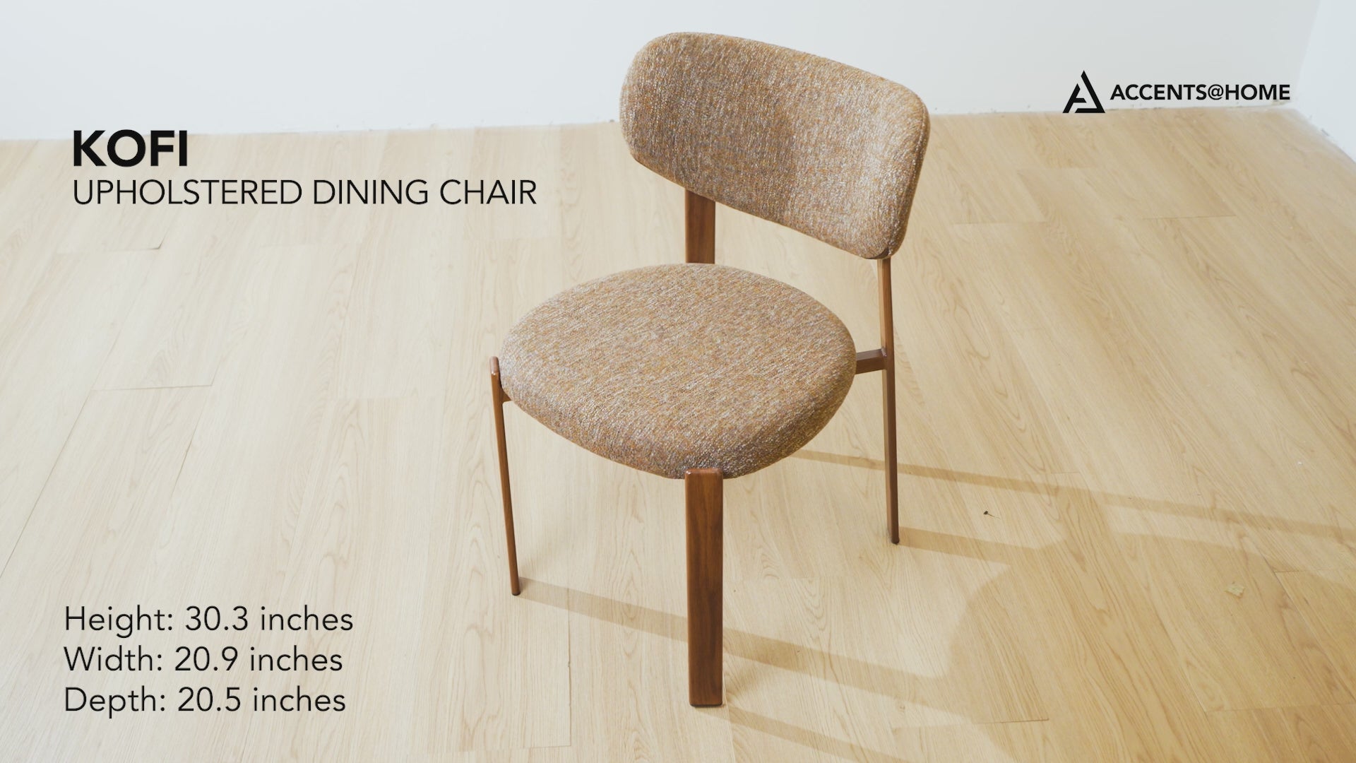 Load video: Kofi Upholstered Dining Chair with Walnut Finish Legs