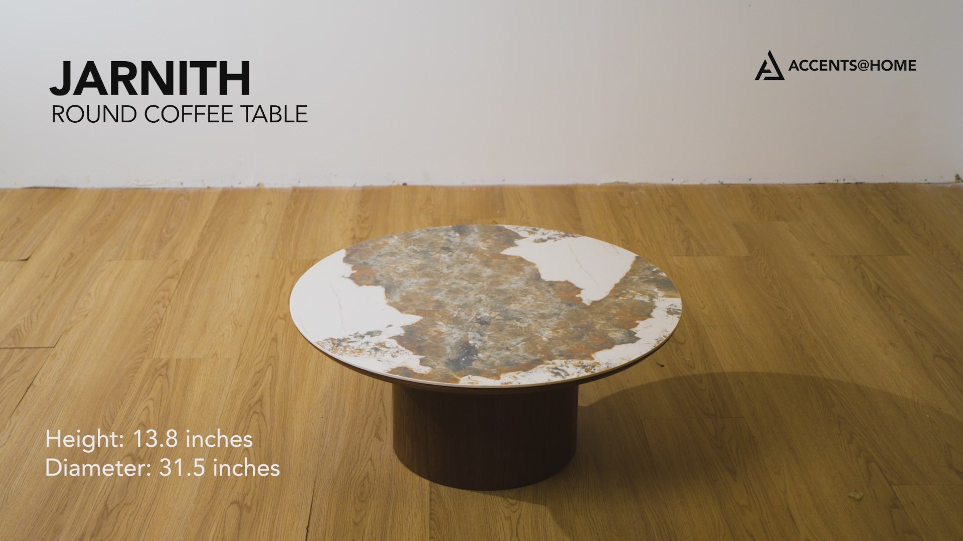 Load video: Jarnith Round Coffee Table with Ceramic Top