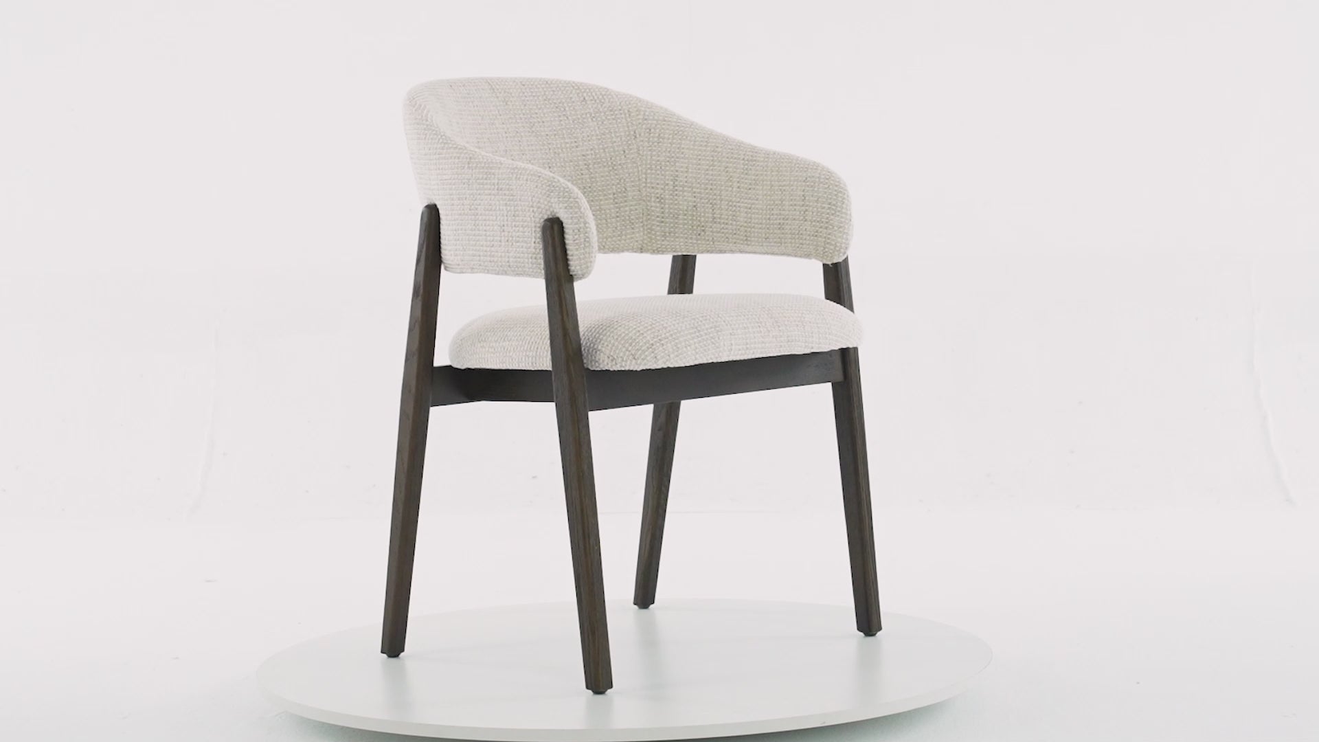 Load video: Brina Dining Chair – Beige Upholstery &amp; Dirty Oak Wood Frame