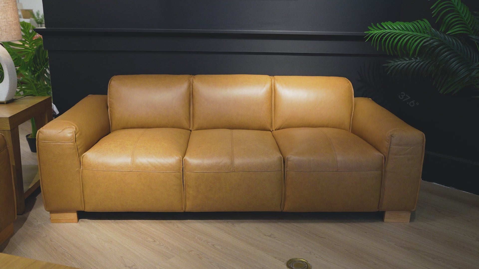 Load video: Nerio Top-Grain Leather Sofa