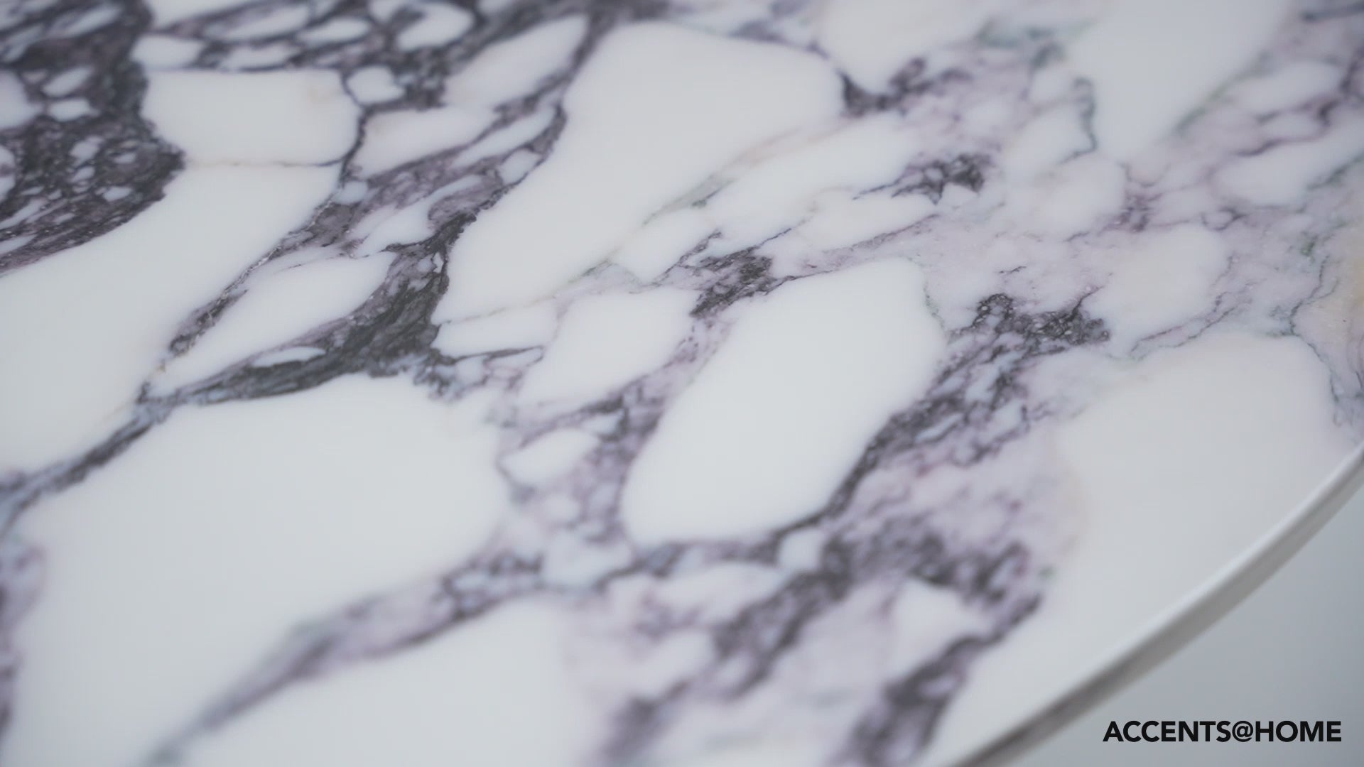 Load video: Barclay Glossy Marble Foil Top Dining Table