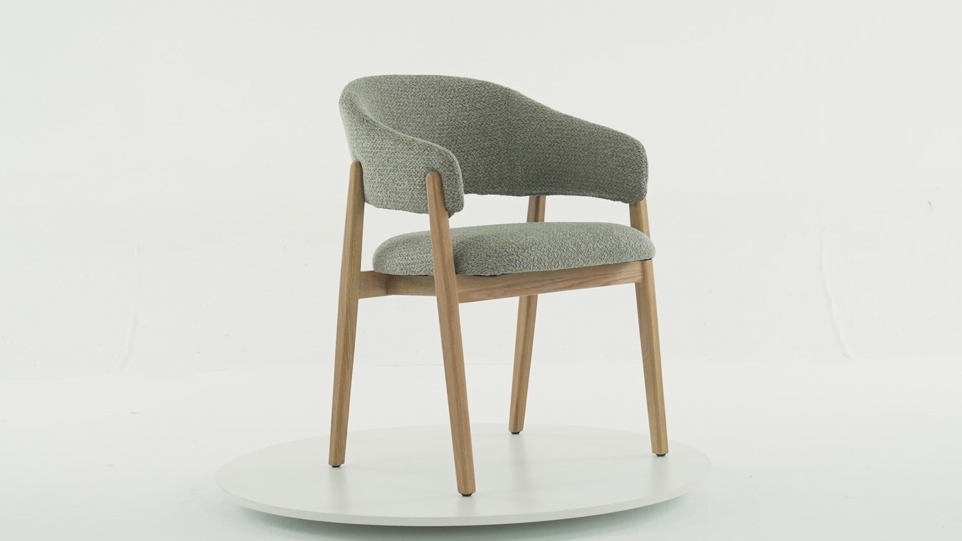 Load video: Brina Dining Chair – Mint Green Upholstery &amp; Natural Wood Frame