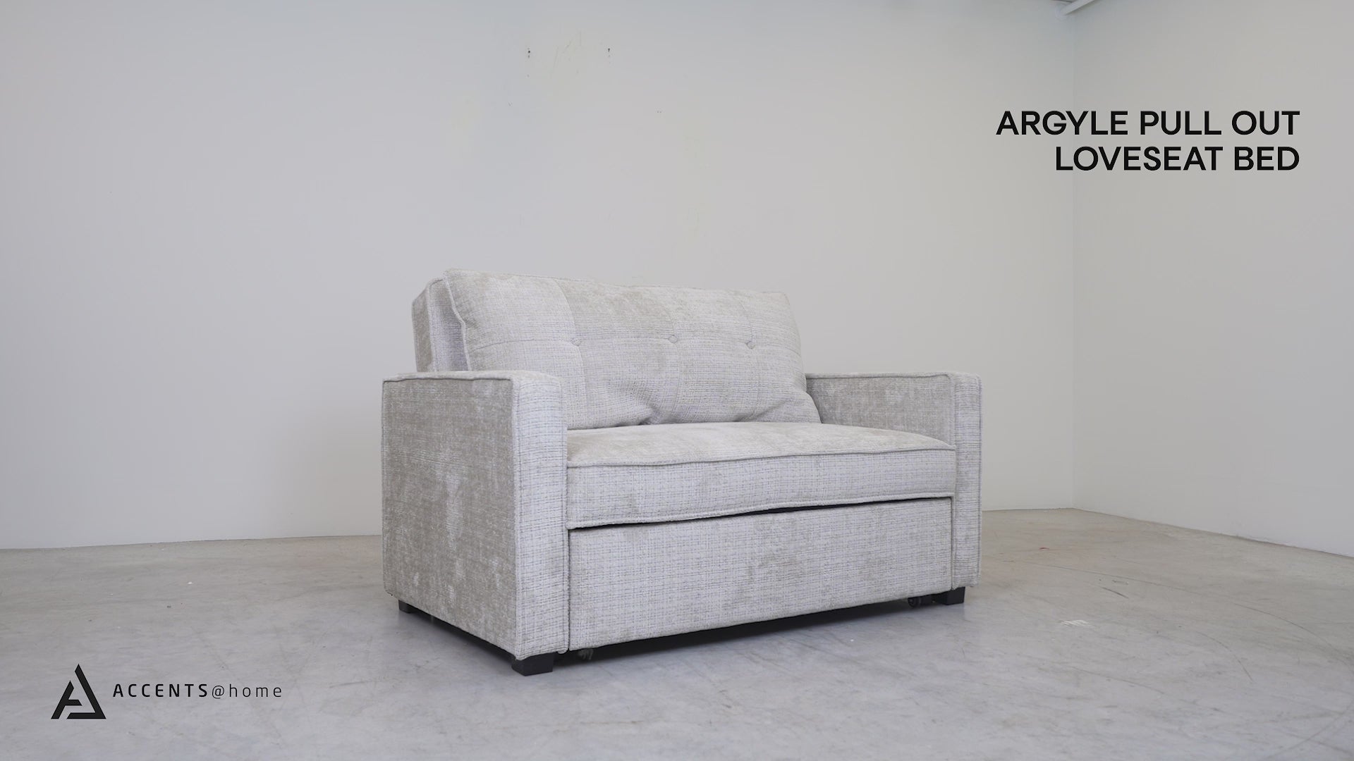 Load video: Argyle Pull Out Loveseat Bed
