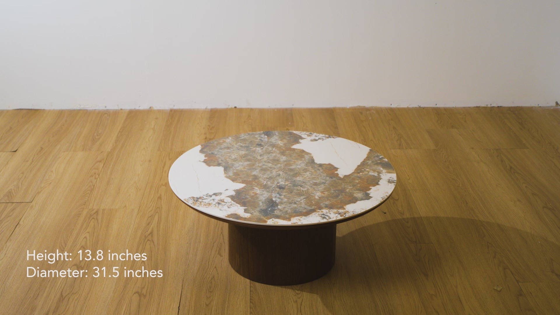 Load video: Jarnith Round Coffee Table with Ceramic Top