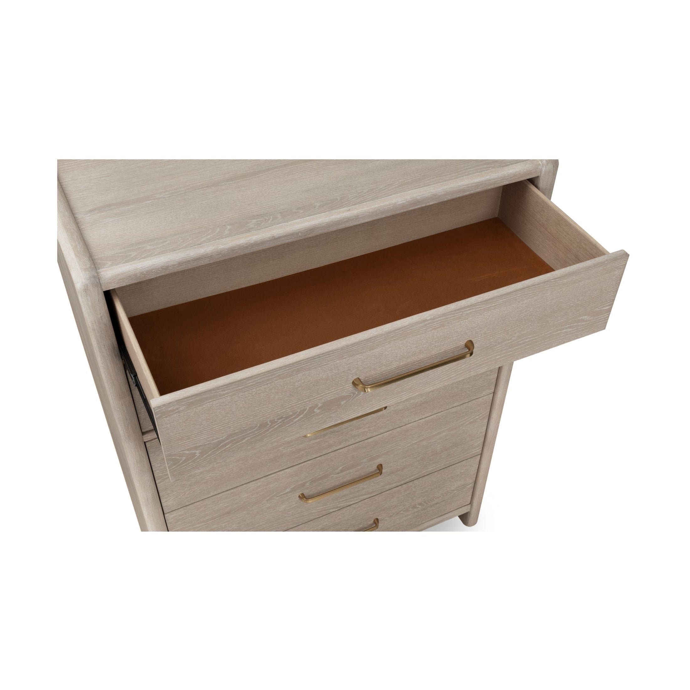 Gardenia Five Drawer Oak Wood Chest in Chai