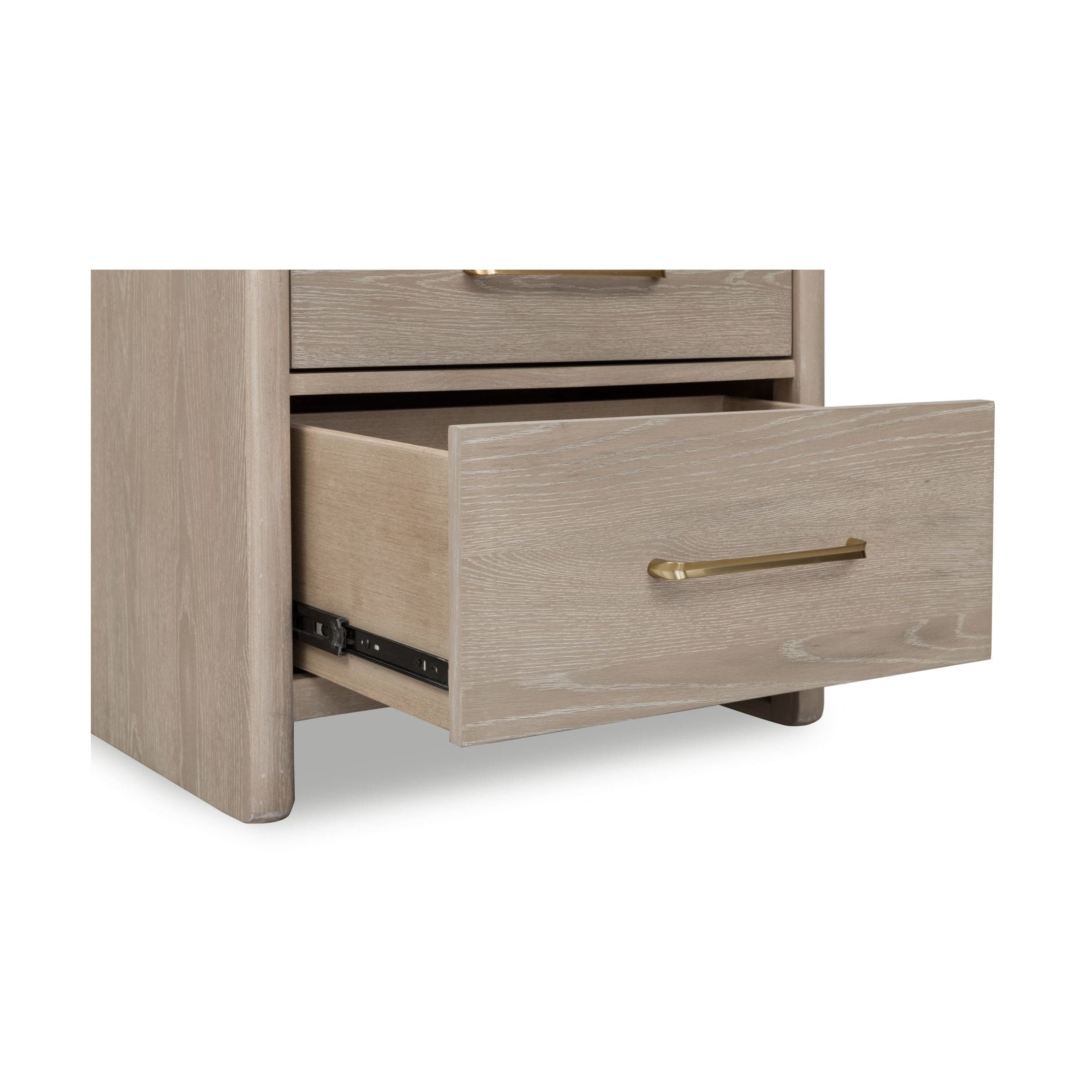 Gardenia 2 Drawer Oak Wood Nightstand in Chai