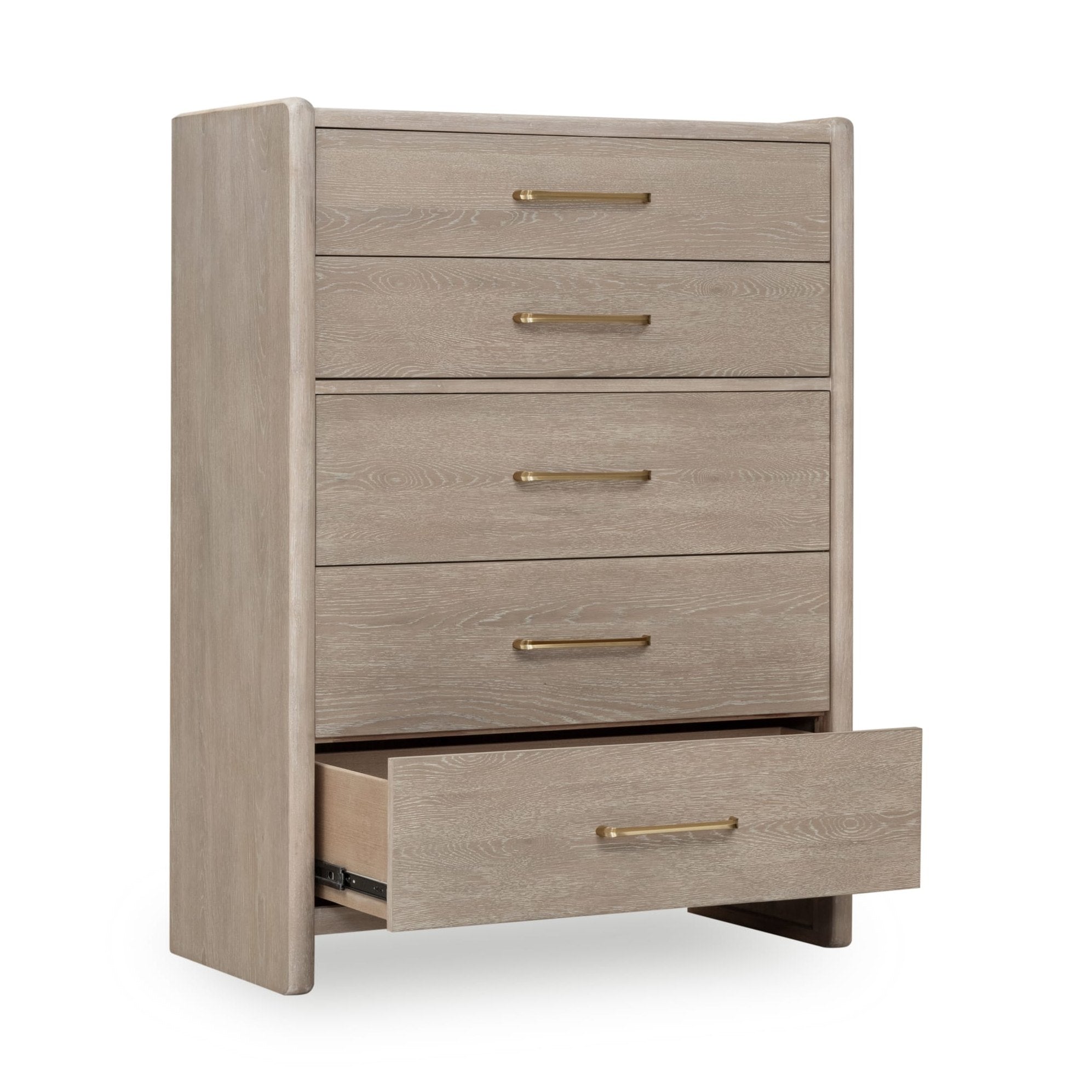 Gardenia Five Drawer Oak Wood Chest in Chai